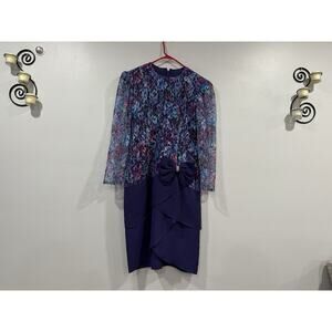 Patra Purple Lace Long Sleeve Vintage VTG Dress Size 12